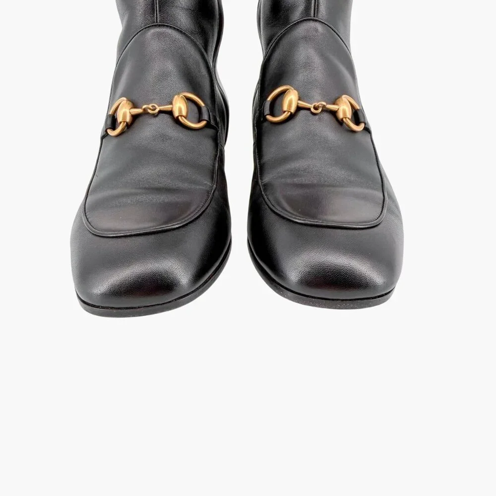 Gucci Mister Black Knee High Horsebit Crystal Heel Boots Size 37 US 7 Women's - Picture 6 of 15
